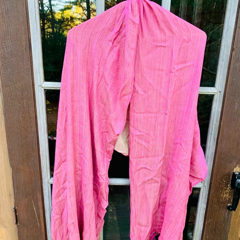 Pink light green reversible scarf shawl wrap